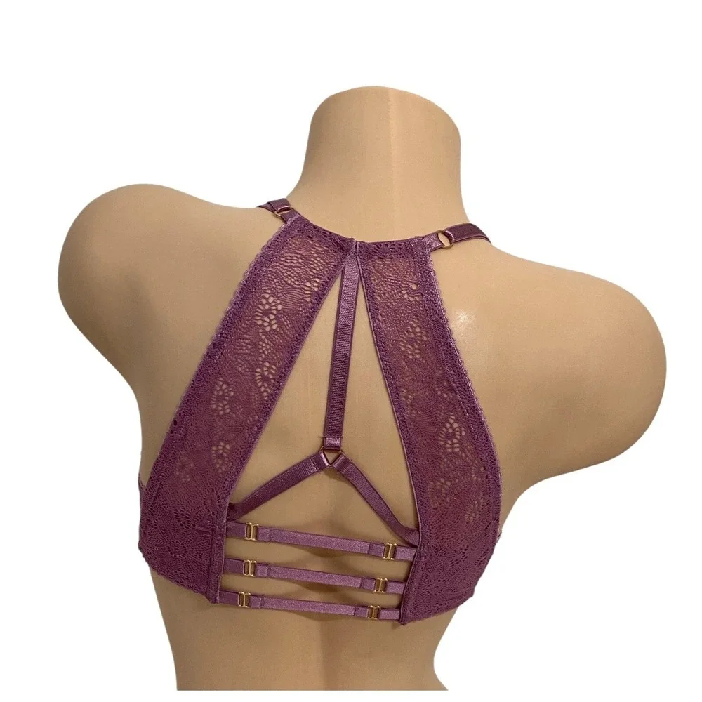VICTORIAS SECRET 32D Very Sexy Chantilly Push Up Front-Close Bra‎ Mauve Lace NEW